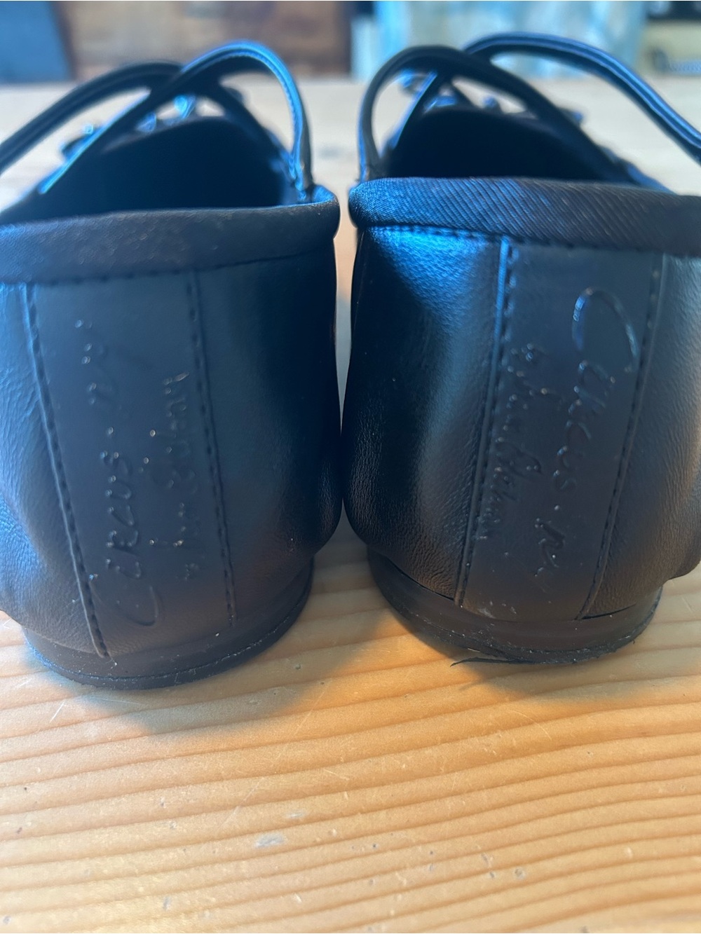 Circus by Sam Edelman Black Bow Ballet Flats with Crisscross Ankle Straps - Picture 4 of 5